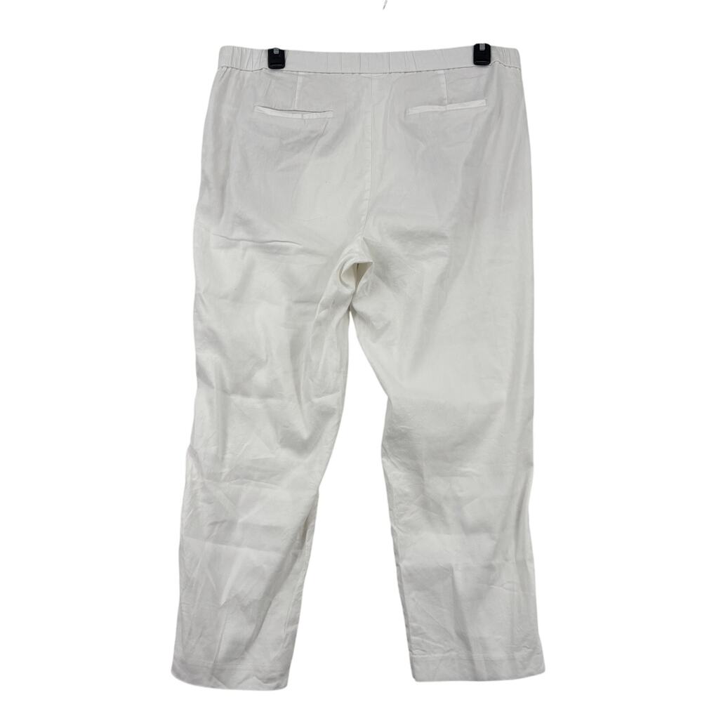 J Jill Crop Pants Size XL Tall White Linen Stretch Pull On Pockets High Rise - Picture 5 of 10